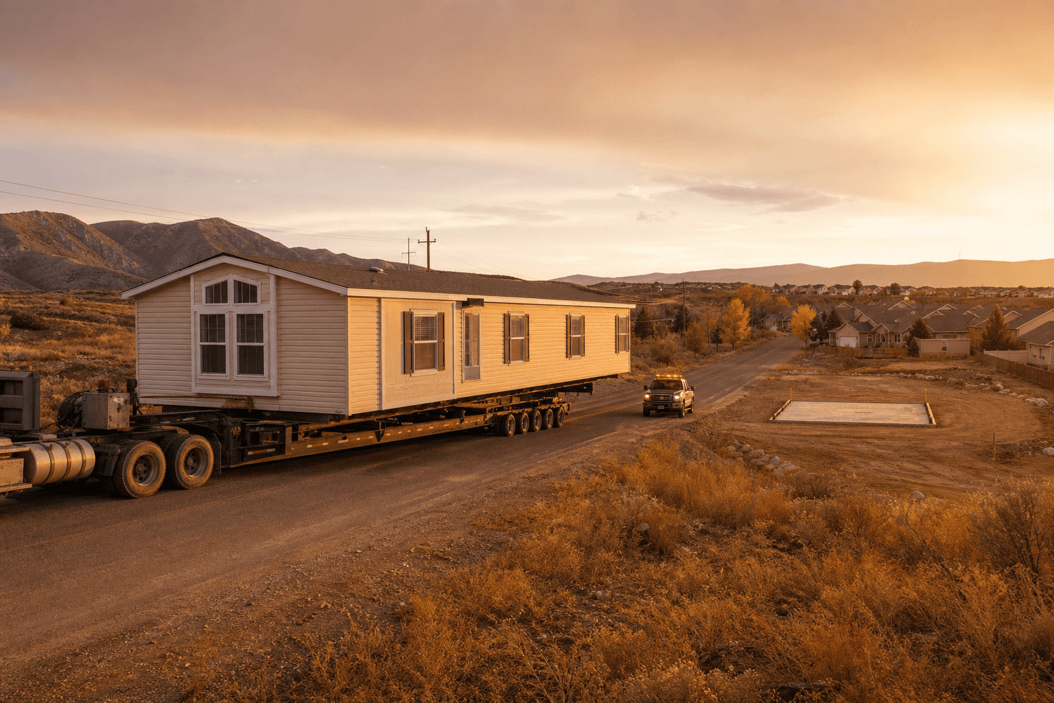 Mobile home relocation crew at work